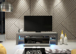 Aria Tv Unit 160Cm Dark Grey With High Gloss Doors And Led Lighting - Creative Furniture - thumbnail 8