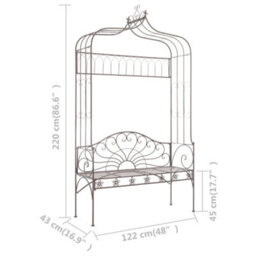 Berkfield Garden Bench 122 Cm Iron Antique Brown - thumbnail 6