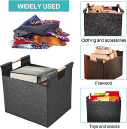 Carrier Bag Holder Felt Storage Basket Fireplace Log Tote Household Laundry Toy Carrying Organizer - thumbnail 3