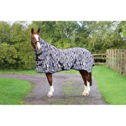 Hy Stormx Original Zebra Print Fly Rug Black/white (5Ft 9In) - thumbnail 2
