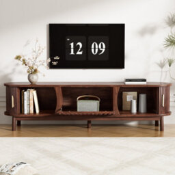 Btm Tv Stand With Sliding Doors Oval Tv Cabinet Storage Entertainment Unit For Living Room Bedroom - thumbnail 2