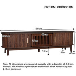 Btm Tv Stand With Sliding Doors Oval Tv Cabinet Storage Entertainment Unit For Living Room Bedroom - thumbnail 8