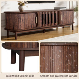 Btm Tv Stand With Sliding Doors Oval Tv Cabinet Storage Entertainment Unit For Living Room Bedroom - thumbnail 9