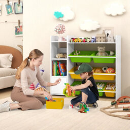 Costway Kids Bookshelf Toy Storage Organizer W/ 8 Storage Boxes Toddler Bookcase - thumbnail 9