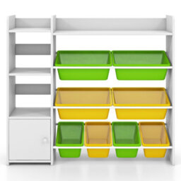 Costway Kids Bookshelf Toy Storage Organizer W/ 8 Storage Boxes Toddler Bookcase