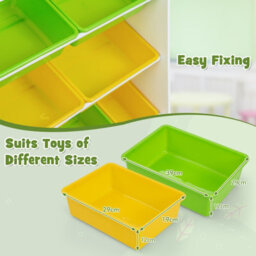 Costway Kids Bookshelf Toy Storage Organizer W/ 8 Storage Boxes Toddler Bookcase - thumbnail 4