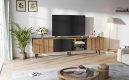 Matteo Modern 175Cm Wood & Black Tv Unit Cabinet For Tvs Up To 75 Inch - thumbnail 9