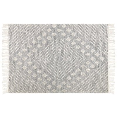 Beliani Nordic Loom Handwoven Wool Rug White Grey Geometric 160 X 230 Cm Scandinavian Living Room - image 1