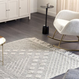 Beliani Nordic Loom Handwoven Wool Rug White Grey Geometric 160 X 230 Cm Scandinavian Living Room - thumbnail 2