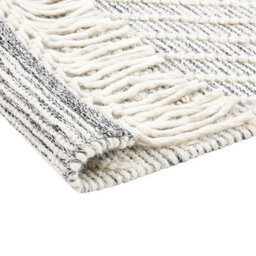 Beliani Nordic Loom Handwoven Wool Rug White Grey Geometric 160 X 230 Cm Scandinavian Living Room - thumbnail 6