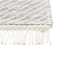 Beliani Nordic Loom Handwoven Wool Rug White Grey Geometric 160 X 230 Cm Scandinavian Living Room - thumbnail 7