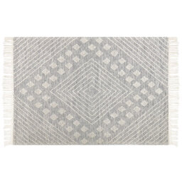 Beliani Nordic Loom Handwoven Wool Rug White Grey Geometric 160 X 230 Cm Scandinavian Living Room - thumbnail 1