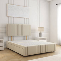 Bsspoke Hazel Divan Bed Set Cream Plush Velvet With 24Inch Headboard & Footboard & 4Drawers No Mattress In 4Ft6 4Ft 5Ft 6Ft - thumbnail 1