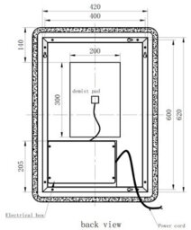Affine Rectangle Led Bathroom Mirror Backlit Touch Demister Pad Mains Powered 500X700mm - thumbnail 4