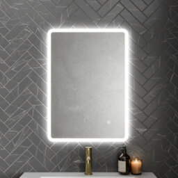 Affine Rectangle Led Bathroom Mirror Backlit Touch Demister Pad Mains Powered 500X700mm - thumbnail 1