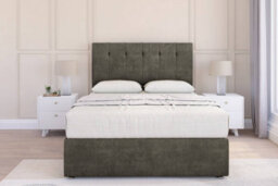 "Sloomy Highbury Pewter Dumfries Divan Bed Base 2 Drawers Same Side - 54"" Floor Standing Headboard 4' Small Double"