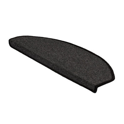 Floordirekt London Self Adhesive Edged Hard Wearing Carpet Stair Tread Mat For Indoor Stairs Semicircular Anthracite 23.5 X 65 Cm - image 1