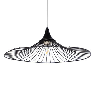 Wyld And Coco Industrial Black Wire Pendant Light With Open Shade, Large (W50 X D50 X H125Cm) - image 1