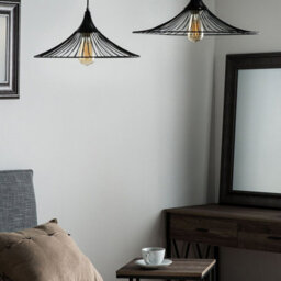 Wyld And Coco Industrial Black Wire Pendant Light With Open Shade, Large (W50 X D50 X H125Cm) - thumbnail 2