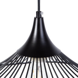 Wyld And Coco Industrial Black Wire Pendant Light With Open Shade, Large (W50 X D50 X H125Cm) - thumbnail 7