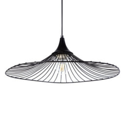 Wyld And Coco Industrial Black Wire Pendant Light With Open Shade, Large (W50 X D50 X H125Cm) - thumbnail 1