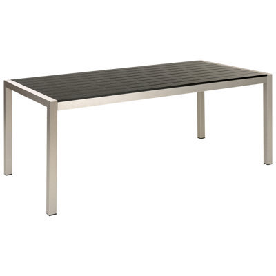 Beliani Garden Dining Table Vernio 180 Cm 90 Cm Metal Black/ Silver - image 1
