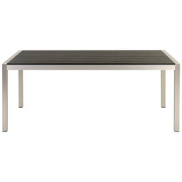 Beliani Garden Dining Table Vernio 180 Cm 90 Cm Metal Black/ Silver - thumbnail 4