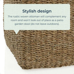 idooka Square Footstool Pouffe Lightweight Living Room Soft Furnishings Home Decor Jute Rest Foot Stool - thumbnail 4