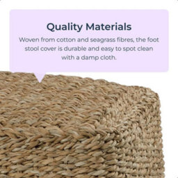 idooka Square Footstool Pouffe Lightweight Living Room Soft Furnishings Home Decor Jute Rest Foot Stool - thumbnail 2
