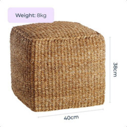 idooka Square Footstool Pouffe Lightweight Living Room Soft Furnishings Home Decor Jute Rest Foot Stool - thumbnail 6