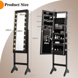 Costway 18 Leds Jewelry Armoire Floor Standing Mirror Cabinet - thumbnail 2