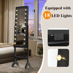 Costway 18 Leds Jewelry Armoire Floor Standing Mirror Cabinet - thumbnail 5