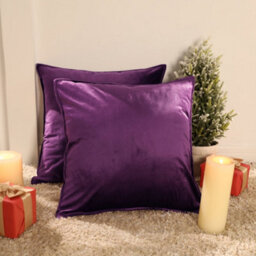 Deconovo Set Of 2 Crushed Velvet Cushion Covers 55Cm X 55Cm 22X22 Inches Flanges Throw Pillow Cases For Garden Chairs Grape Purple - thumbnail 1
