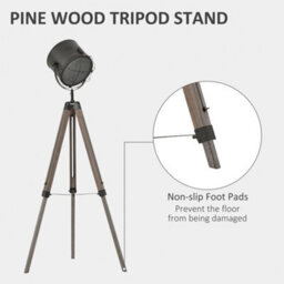 Homcom Tripod Floor Lamp Height Adjustable E27 Base For Living Room Bedroom - thumbnail 5
