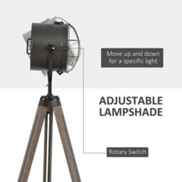 Homcom Tripod Floor Lamp Height Adjustable E27 Base For Living Room Bedroom - thumbnail 6
