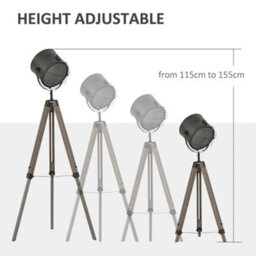 Homcom Tripod Floor Lamp Height Adjustable E27 Base For Living Room Bedroom - thumbnail 4