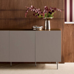 Sweeek - Sideboard Metal And Wood Decor 3 Doors 150 Cm Grey And Walnut 150X40X75 Cm - Ashton - thumbnail 6