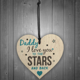 Red Ocean Love You Stars  Back Fathers Day Dad Daddy Shabby Chic Wooden Hanging Heart Sign Gift Birthday Present - thumbnail 2