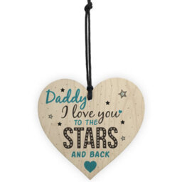 Red Ocean Love You Stars  Back Fathers Day Dad Daddy Shabby Chic Wooden Hanging Heart Sign Gift Birthday Present - thumbnail 5