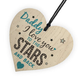 Red Ocean Love You Stars  Back Fathers Day Dad Daddy Shabby Chic Wooden Hanging Heart Sign Gift Birthday Present - thumbnail 6