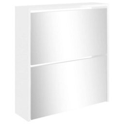 Berkfield Shoe Cabinet With Mirror 2-Layer High Gloss White 63X17X67 Cm - thumbnail 4