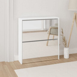 Berkfield Shoe Cabinet With Mirror 2-Layer High Gloss White 63X17X67 Cm