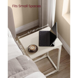 Songmics C-Style Bedside Table, Sofa Side Table, Industrial Metal Frame Coffee Table, Bedroom Furniture, Cream White - thumbnail 3