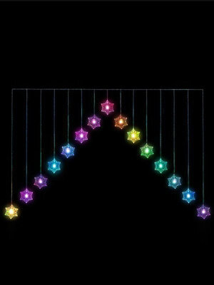 Snowtime Snowflake 'v' Christmas Curtain Light - In Or Outdoor - 1.2M Multicolour Leds - image 1