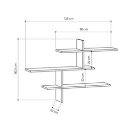 Decortie Leo Anthracite Grey 3-Tier Floating Wall Shelf 80Cm - Modern Display Bookcase - thumbnail 3