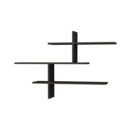 Decortie Leo Anthracite Grey 3-Tier Floating Wall Shelf 80Cm - Modern Display Bookcase - thumbnail 2