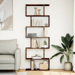 Berkfield Durable Room Divider Bookcase 6-Tier Smoked Oak 70X24X193 Cm Engineered Wood - thumbnail 3