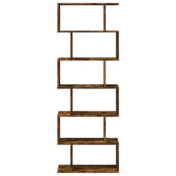 Berkfield Durable Room Divider Bookcase 6-Tier Smoked Oak 70X24X193 Cm Engineered Wood - thumbnail 5