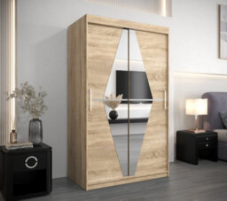Arte Boliwia Contemporary 2 Mirrored Sliding Door Wardrobe 5 Shelves 2 Rails Sonoma Oak Effect (H)2000mm (W)1200mm (D)620mm - thumbnail 2