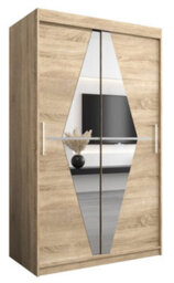 Arte Boliwia Contemporary 2 Mirrored Sliding Door Wardrobe 5 Shelves 2 Rails Sonoma Oak Effect (H)2000mm (W)1200mm (D)620mm - thumbnail 1